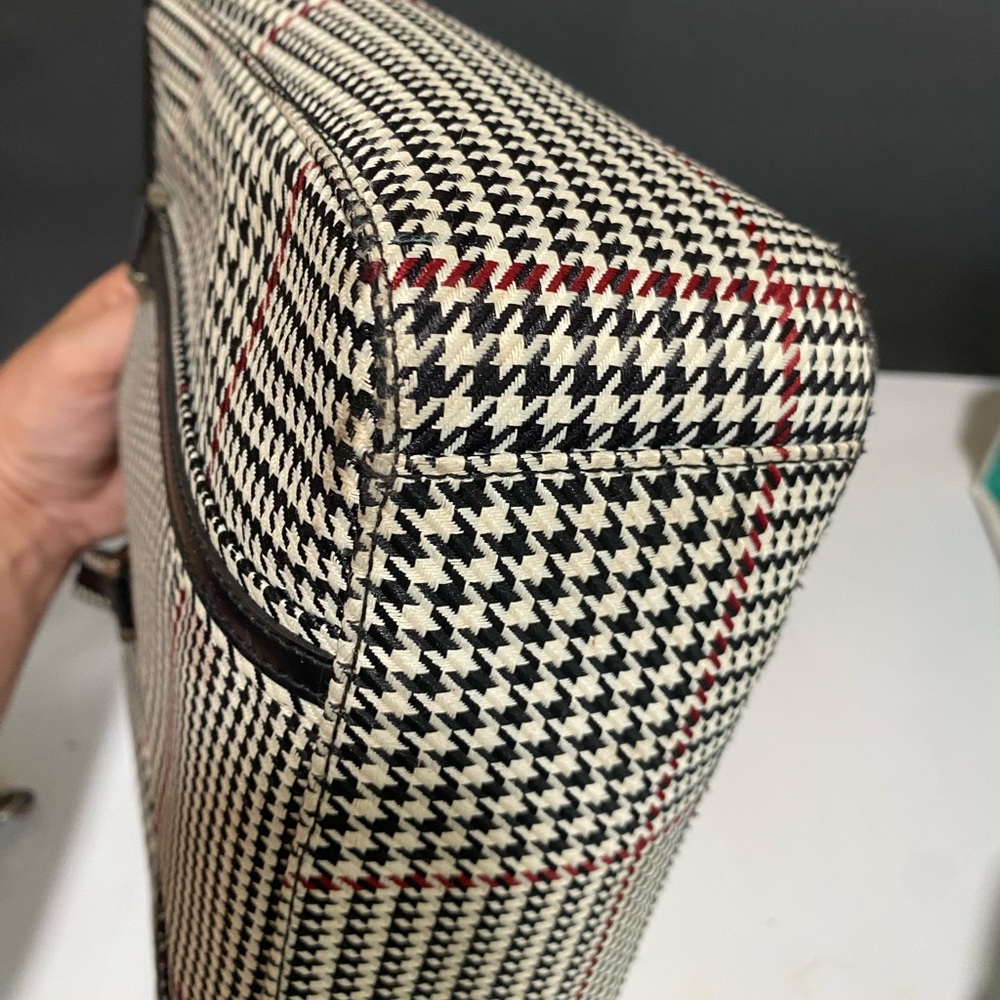 Ralph Lauren Black Grey and Red Stripe Houndstooth Tote Shoulder Bag - Picture 6 of 16